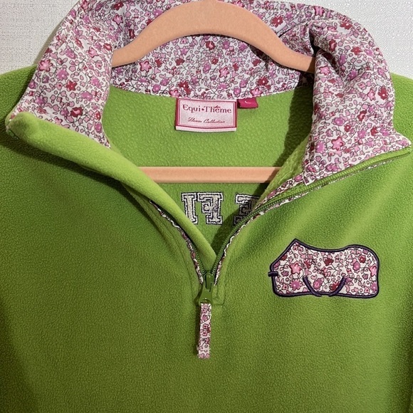 𝅺equi Theme Flower collectionfleece zip up, size Large, green, good condition - Picture 3 of 9